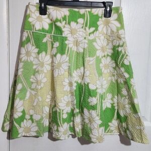 Y2K Green & White Floral Mini Skirt